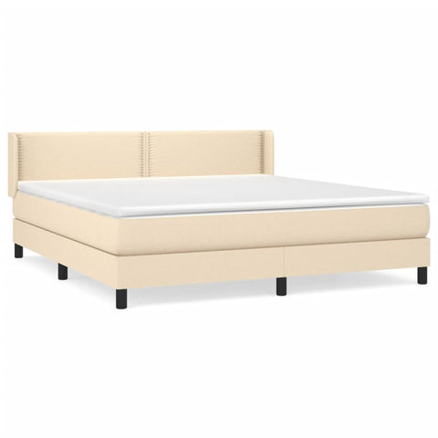 vidaXL Boxspringbett mit Matratze Creme 160x200 cm Stoff