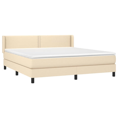 vidaXL Boxspringbett mit Matratze Creme 160x200 cm Stoff