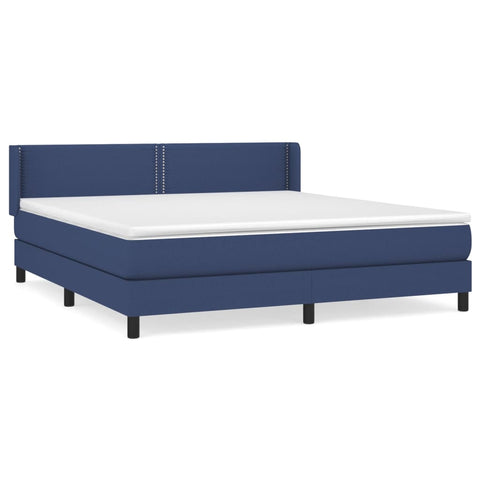 vidaXL Boxspringbett mit Matratze Blau 160x200 cm Stoff