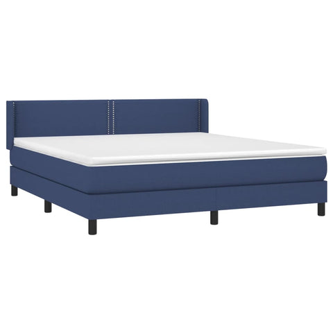 vidaXL Boxspringbett mit Matratze Blau 160x200 cm Stoff