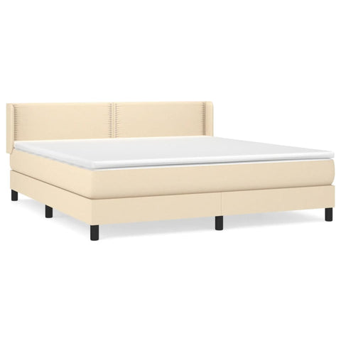 vidaXL Boxspringbett mit Matratze Creme 180x200 cm Stoff