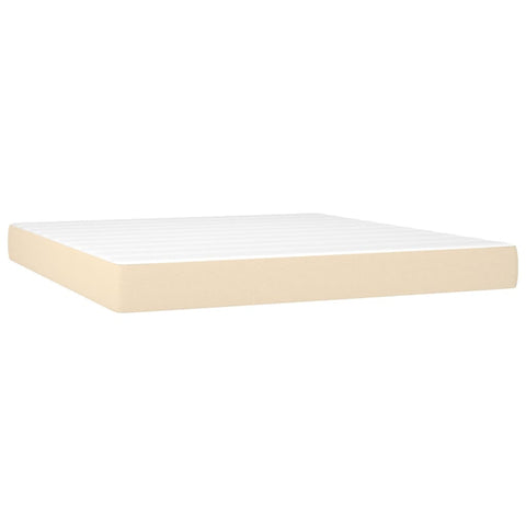 vidaXL Boxspringbett mit Matratze Creme 180x200 cm Stoff