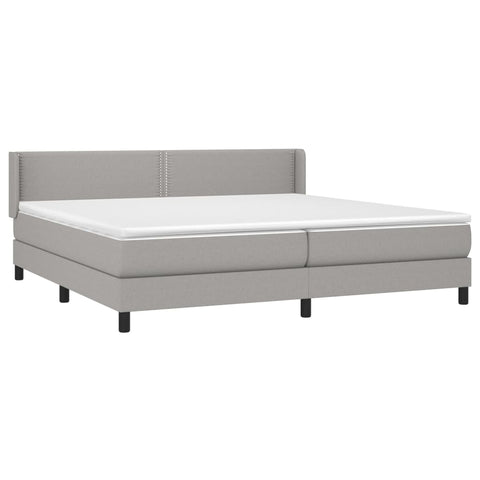 vidaXL Boxspringbett mit Matratze Hellgrau 200x200 cm Stoff