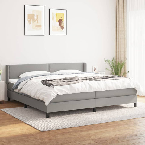 vidaXL Boxspringbett mit Matratze Hellgrau 200x200 cm Stoff