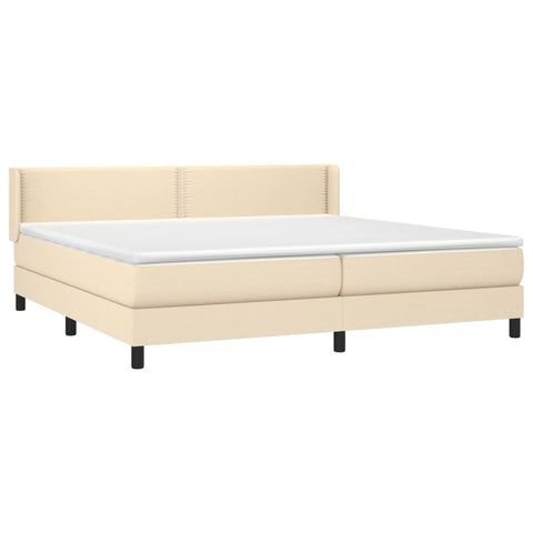 vidaXL Boxspringbett mit Matratze Creme 200x200 cm Stoff