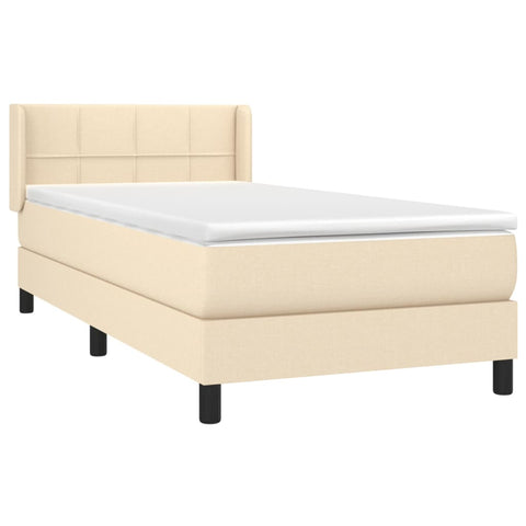 vidaXL Boxspringbett mit Matratze Creme 90x200 cm Stoff