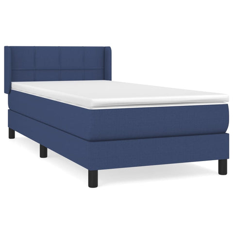 vidaXL Boxspringbett mit Matratze Blau 100x200 cm Stoff