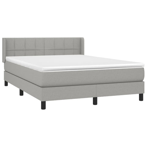 vidaXL Boxspringbett mit Matratze Hellgrau 140x190 cm Stoff