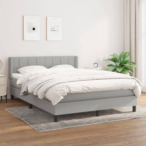 vidaXL Boxspringbett mit Matratze Hellgrau 140x190 cm Stoff