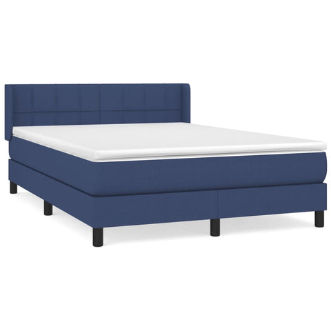 vidaXL Boxspringbett mit Matratze Blau 140x200 cm Stoff