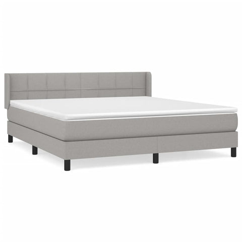 vidaXL Boxspringbett mit Matratze Hellgrau 160x200 cm Stoff