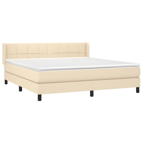 vidaXL Boxspringbett mit Matratze Creme 160x200 cm Stoff