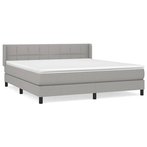 vidaXL Boxspringbett mit Matratze Hellgrau 180x200 cm Stoff