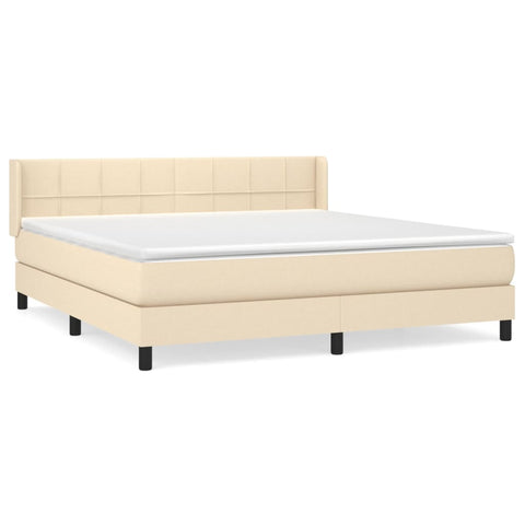 vidaXL Boxspringbett mit Matratze Creme 180x200 cm Stoff