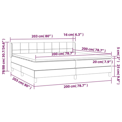 vidaXL Boxspringbett mit Matratze Dunkelgrau 200x200 cm Stoff