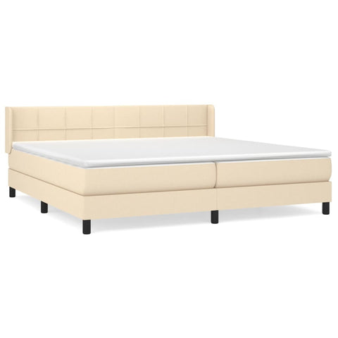 vidaXL Boxspringbett mit Matratze Creme 200x200 cm Stoff