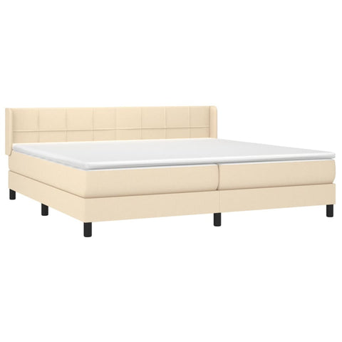 vidaXL Boxspringbett mit Matratze Creme 200x200 cm Stoff