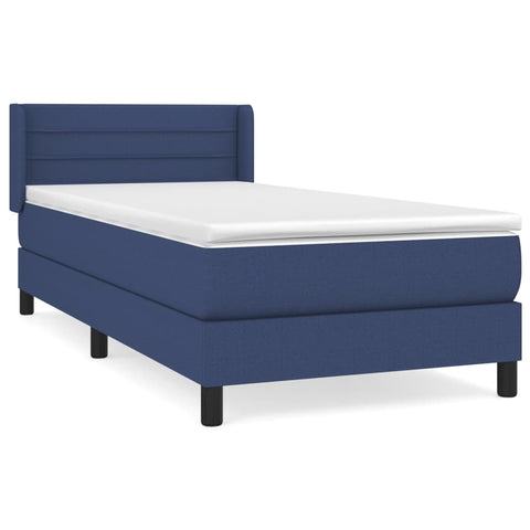 vidaXL Boxspringbett mit Matratze Blau 90x200 cm Stoff