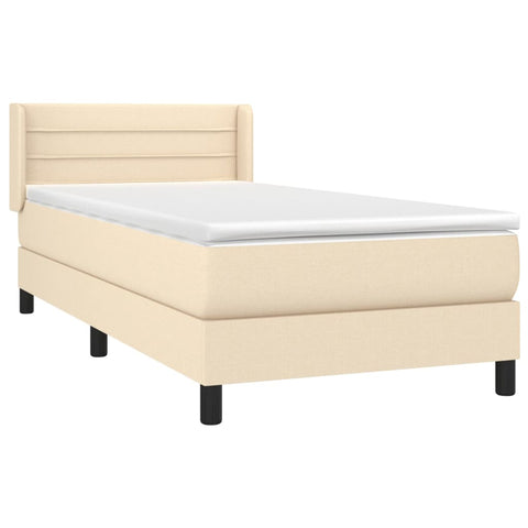 vidaXL Boxspringbett mit Matratze Creme 100x200 cm Stoff