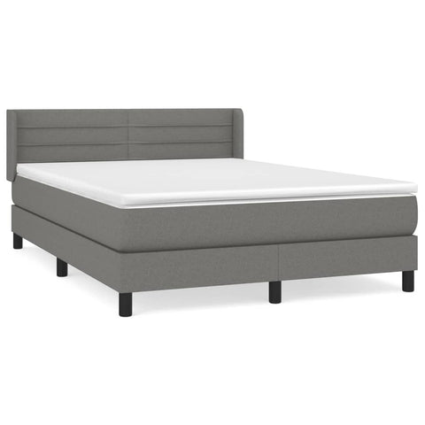 vidaXL Boxspringbett mit Matratze Dunkelgrau 140x190 cm Stoff