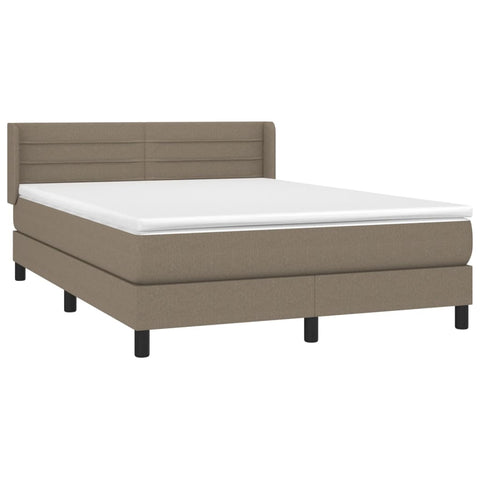 vidaXL Boxspringbett mit Matratze Taupe 140x190 cm Stoff