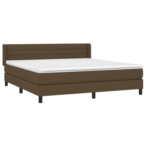 vidaXL Boxspringbett mit Matratze Dunkelbraun 160x200 cm Stoff