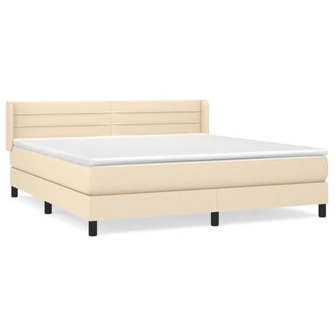 vidaXL Boxspringbett mit Matratze Creme 160x200 cm Stoff