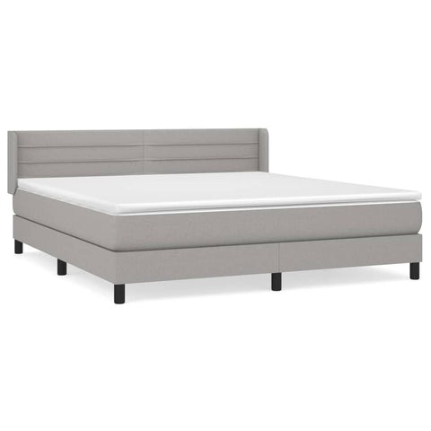 vidaXL Boxspringbett mit Matratze Hellgrau 180x200 cm Stoff