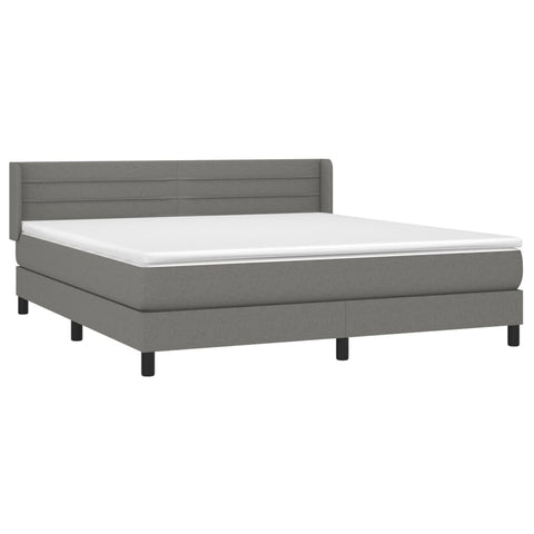 vidaXL Boxspringbett mit Matratze Dunkelgrau 180x200 cm Stoff