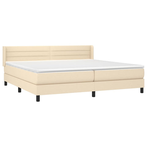 vidaXL Boxspringbett mit Matratze Creme 200x200 cm Stoff