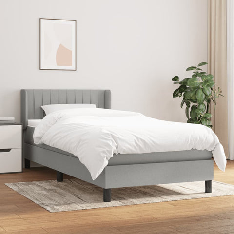 vidaXL Boxspringbett mit Matratze Hellgrau 90x190 cm Stoff