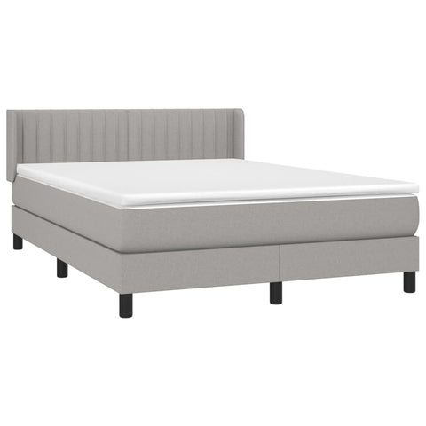 vidaXL Boxspringbett mit Matratze Hellgrau 140x200 cm Stoff