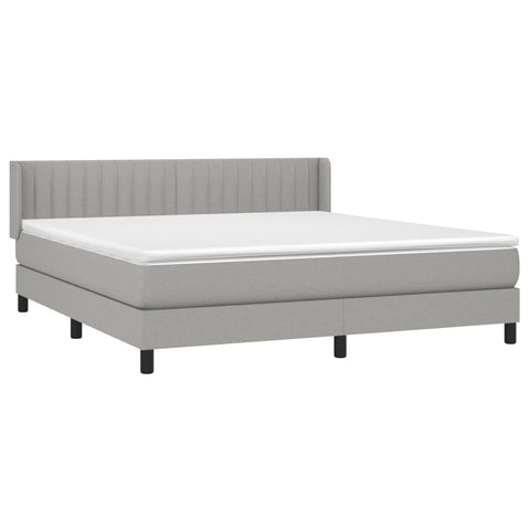 vidaXL Boxspringbett mit Matratze Hellgrau 160x200 cm Stoff