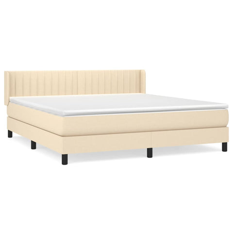 vidaXL Boxspringbett mit Matratze Creme 160x200 cm Stoff