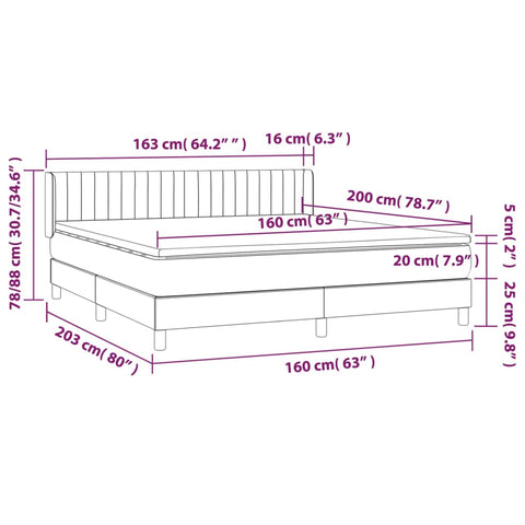 vidaXL Boxspringbett mit Matratze Blau 160x200 cm Stoff