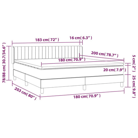 vidaXL Boxspringbett mit Matratze Taupe 180x200 cm Stoff