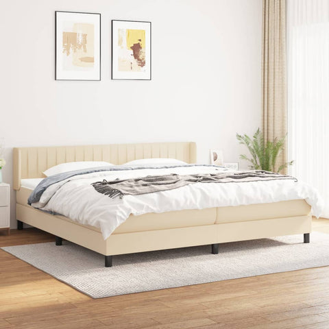 vidaXL Boxspringbett mit Matratze Creme 200x200 cm Stoff