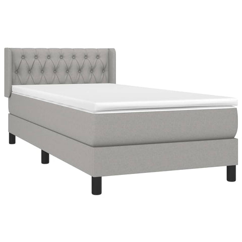 vidaXL Boxspringbett mit Matratze Hellgrau 90x190 cm Stoff