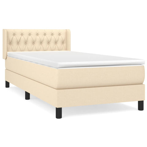 vidaXL Boxspringbett mit Matratze Creme 90x200 cm Stoff