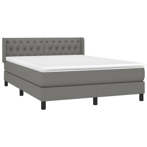 vidaXL Boxspringbett mit Matratze Dunkelgrau 140x200 cm Stoff