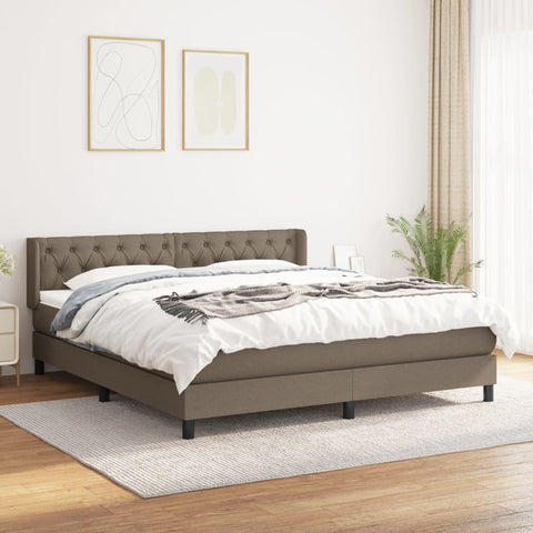 vidaXL Boxspringbett mit Matratze Taupe 160x200 cm Stoff