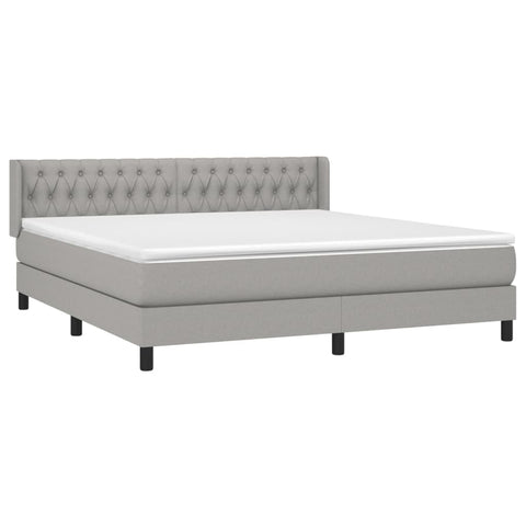 vidaXL Boxspringbett mit Matratze Hellgrau 180x200 cm Stoff