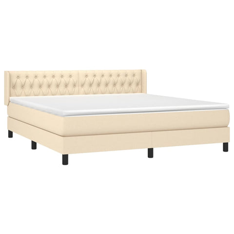 vidaXL Boxspringbett mit Matratze Creme 180x200 cm Stoff