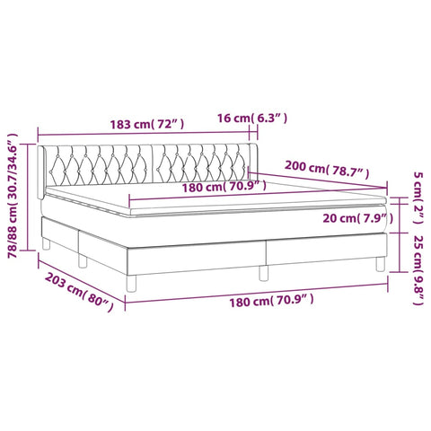 vidaXL Boxspringbett mit Matratze Creme 180x200 cm Stoff