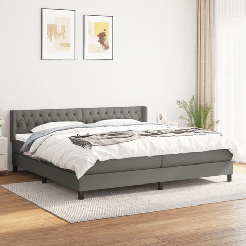 vidaXL Boxspringbett mit Matratze Dunkelgrau 200x200 cm Stoff