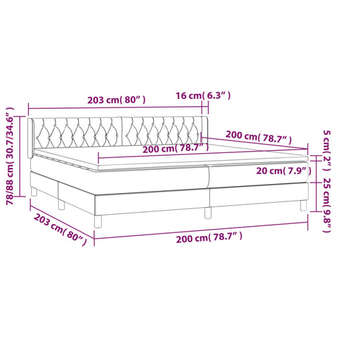 vidaXL Boxspringbett mit Matratze Dunkelbraun 200x200 cm Stoff