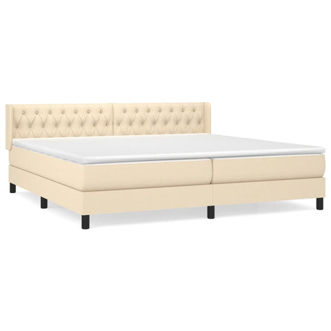 vidaXL Boxspringbett mit Matratze Creme 200x200 cm Stoff