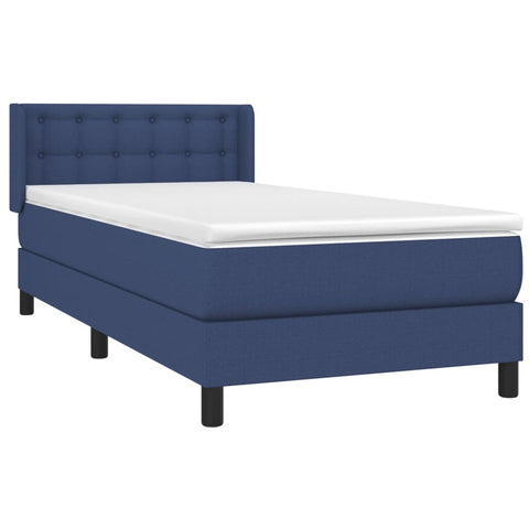 vidaXL Boxspringbett mit Matratze Blau 90x190 cm Stoff