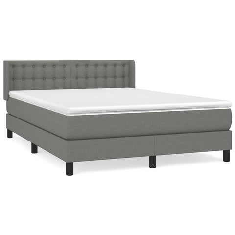 vidaXL Boxspringbett mit Matratze Dunkelgrau 140x190 cm Stoff