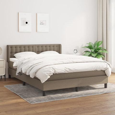 vidaXL Boxspringbett mit Matratze Taupe 140x190 cm Stoff